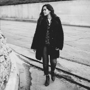 Topshop teddy coat in black